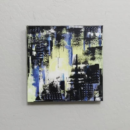 Detail video of Downtown, an original painting by Sarah Simmerman